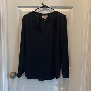Black long sleeve blouse with v neck